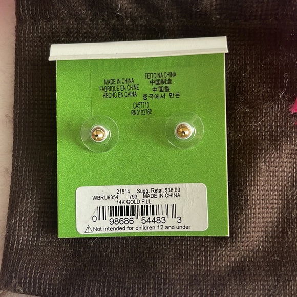 Kate Spade Small Square Studs gold glitter Brand New - Picture 3 of 4